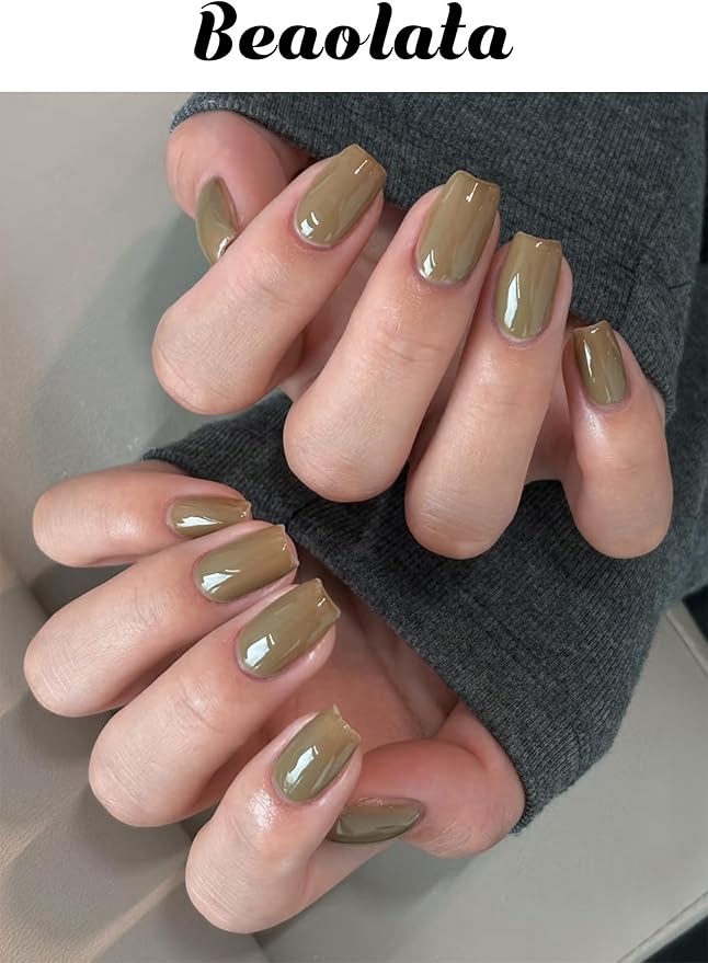 Semi Cured Gel Nail Strips - UV Light Gel Nail Stickers - 20 Long Lasting Salon Quality Wraps (Mocha Grey)