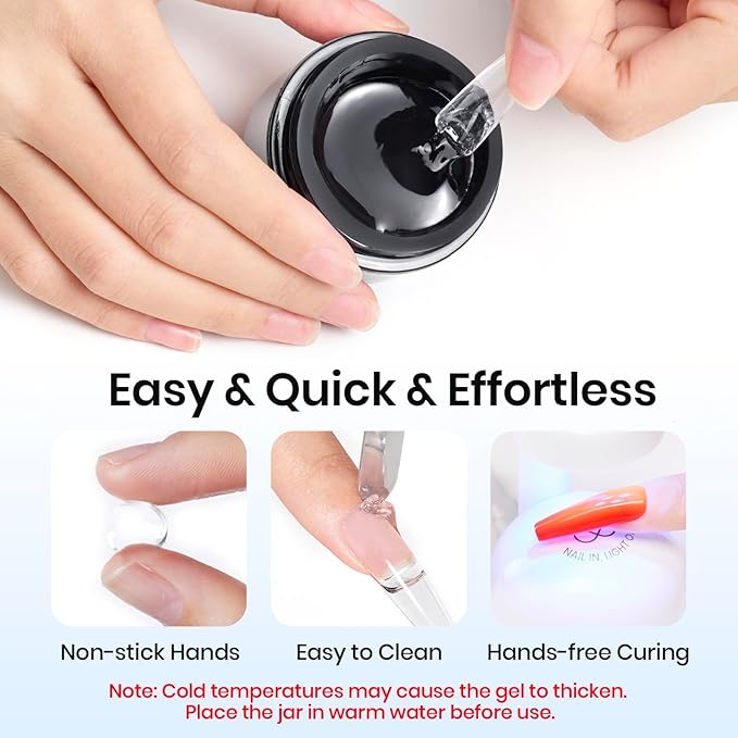 Beetles 30g Solid Nail Glue Gel for Nail Tips Press On Nails, Beginner-Friendly, Clear Hard Gel for Nail Extension & 3D Sculpting Nail Art, UV & LED Cured