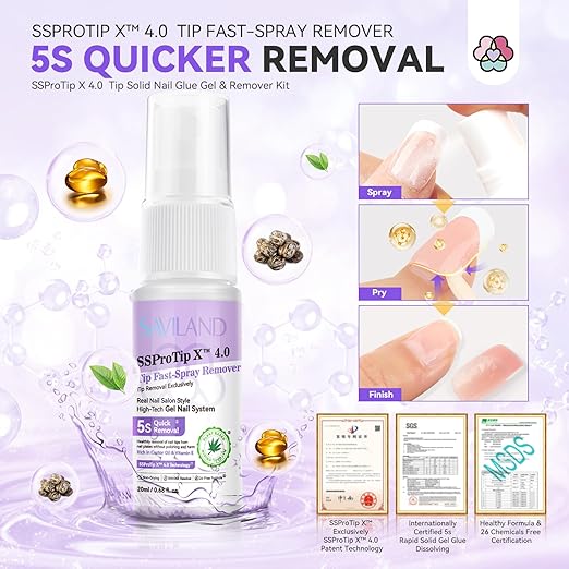 SAVILAND Solid Nail Glue Gel & Nail Glue Remover Kit: U V Light for Nails Complete Nails Tools for Press Ons Strong Nail Glue Gel Handheld Gel X Lamp for Gel Nails and Quick Press On Nail Remover