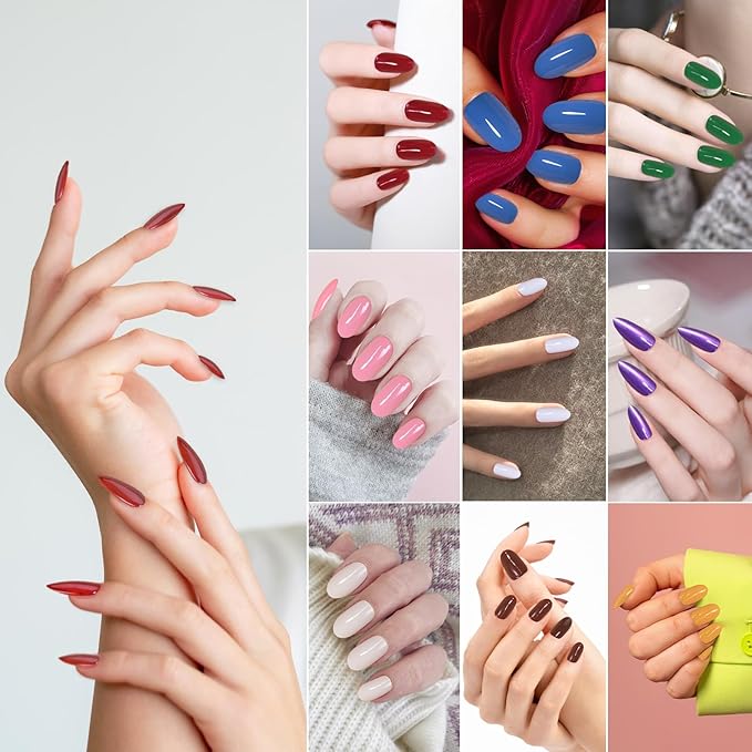White Press On Nails Almond,Medium Soft Gel Fake Nail Kit With Nail Glue,30-Piece-15 Sizes Durable Reusable Press On Nails for Women Gift(HCK506 peachy-pink)