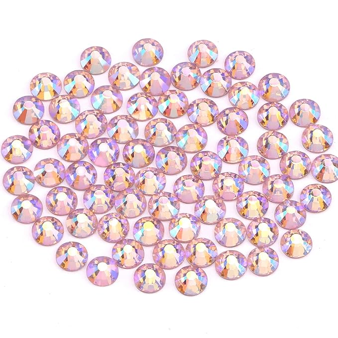 Novani Pink AB Rhinestones Glass Rhinestone for Crafts Flatback Crystals Gems and Rhinestones for Nails Art Makeup Face Clothes Shoes Decoration DIY(SS16, 1440pcs, Pink AB)
