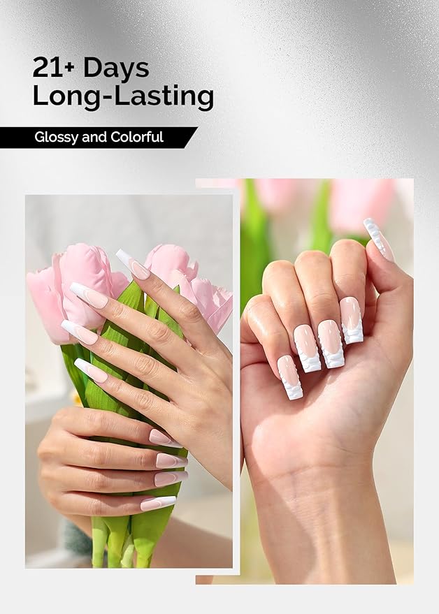 MelodySusie Thick Gel Polish Kit- 2 Pcs 15ml Nude Pink & White Colors Soak Off UV LED Gel Nail Polish Set Nail Art Manicure Salon DIY Nail Design Decoration at Home Christmas Gift