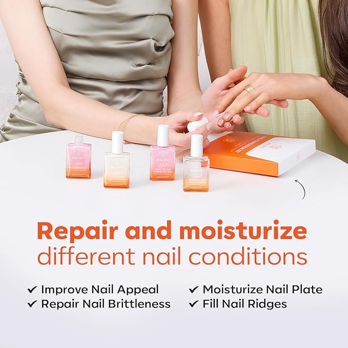 modelones Nail Strengthener and Growth Milky White Nail Polish Nail Repair for Damaged Nails Hardener Ridge Filler for Nail Strengthening Polish Gifts Women 15ml
