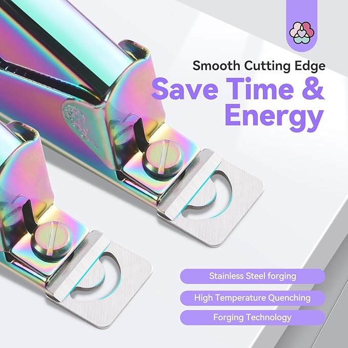Saviland Acrylic Nail Cutters for Nail Tips: Chameleon Acrylic Nails Clipper with Sizer Magnets Nail Cutter 15PCS Sharp Nail Tech Supplies Nail Trimmer Manicure Tool Nail Accessories Women Salon Home