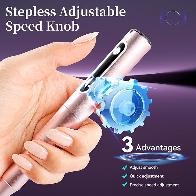 JODSONE Professional Nail Drill 30000 RPM Low Noise with Speed Control Slide Button and 6 Replacement Drill Bits ,Manicure Pedicure Tools for Home Salon Use