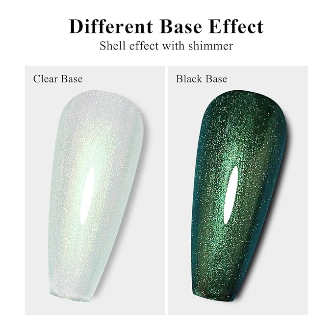 Imtiti Pearl Gel Nail Polish, 0.5 Fl Oz Green Transparent Shell Shimmer Nail Gel Polish Mermaid Nail Drawing Gel Polish Iridescent Pearlescent Spring Summer Nail Polish Soak Off Led UV