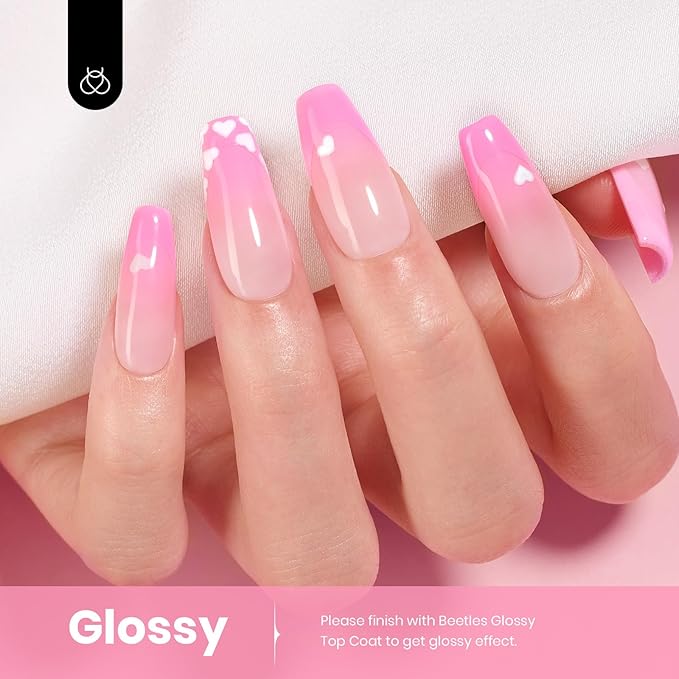 Beetles Pink Gel Polish - First Crush 15ML/0.51Fl Oz, Light Pink Gel Nail Polish, Soak Off UV LED Lamp Nail Art, Long-Lasting Manicure Salon DIY Home Spring Nails - Gifts for Her