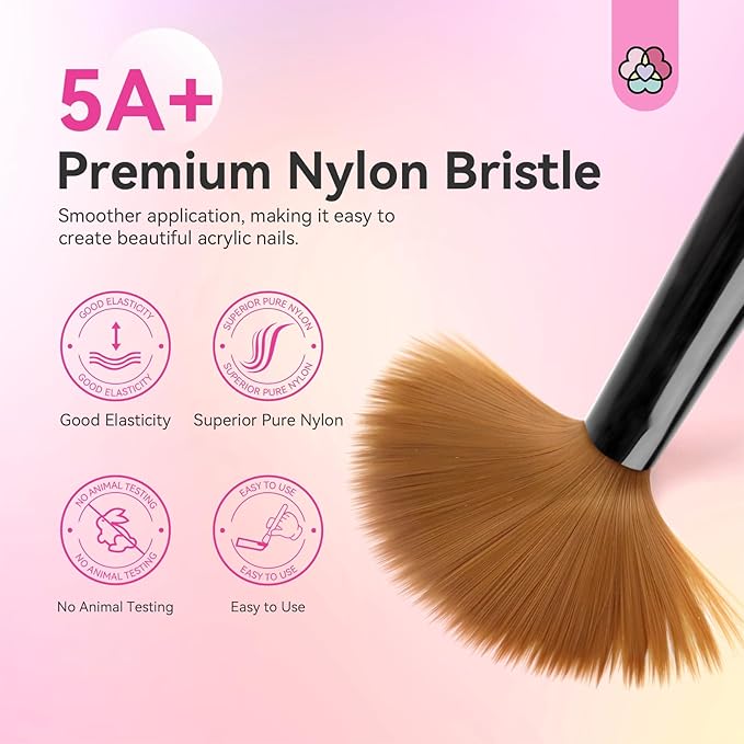 SAVILAND Acrylic Nail Brush Set: 6PCS Brushes for Acrylic Powder Application, Nail Art Extension, 3D Carving, Home Salon
