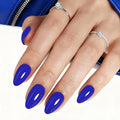 Blue Press On Nails Almond -Short Press On Nails with Nail Glue, Fit Perfectly & Natural Reusable Stick On Nails in 12 Sizes - 24PCS Soft Gel Glue On Nails Kit