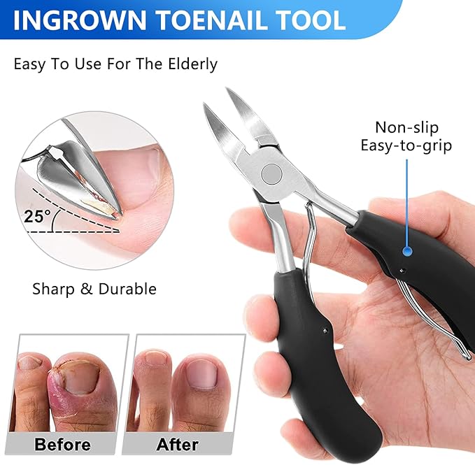 Toenail Clippers for Seniors Thick Nails, Ultra Sharp Sturdy Fingernail Toenail Clipper— Heavy Duty Ingrown Toenail Clippers, Thick Toenails with Wide Jaw Sharp Nail Cutter