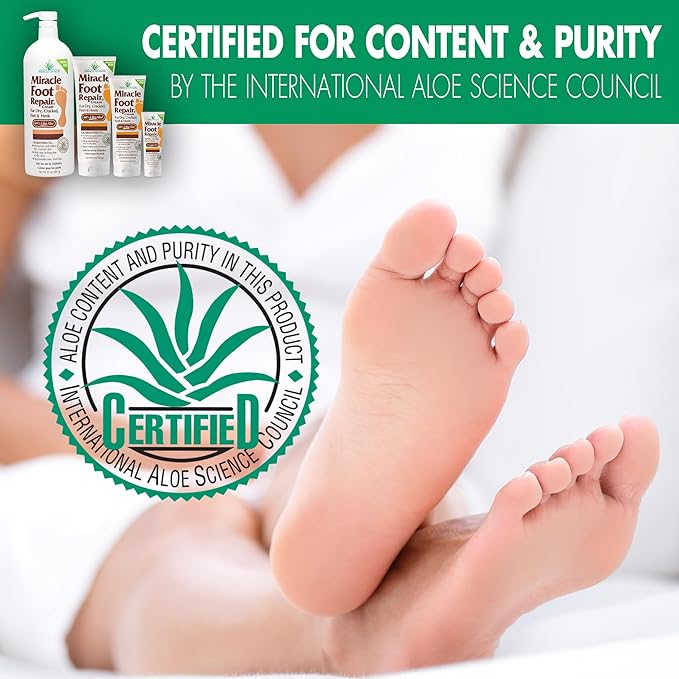 Miracle Foot Repair Cream, (1 oz / 3 Pack) Repairs Dry Cracked Heels and Feet, 60% Pure UltraAloe Moisturizes, Softens, and Repairs