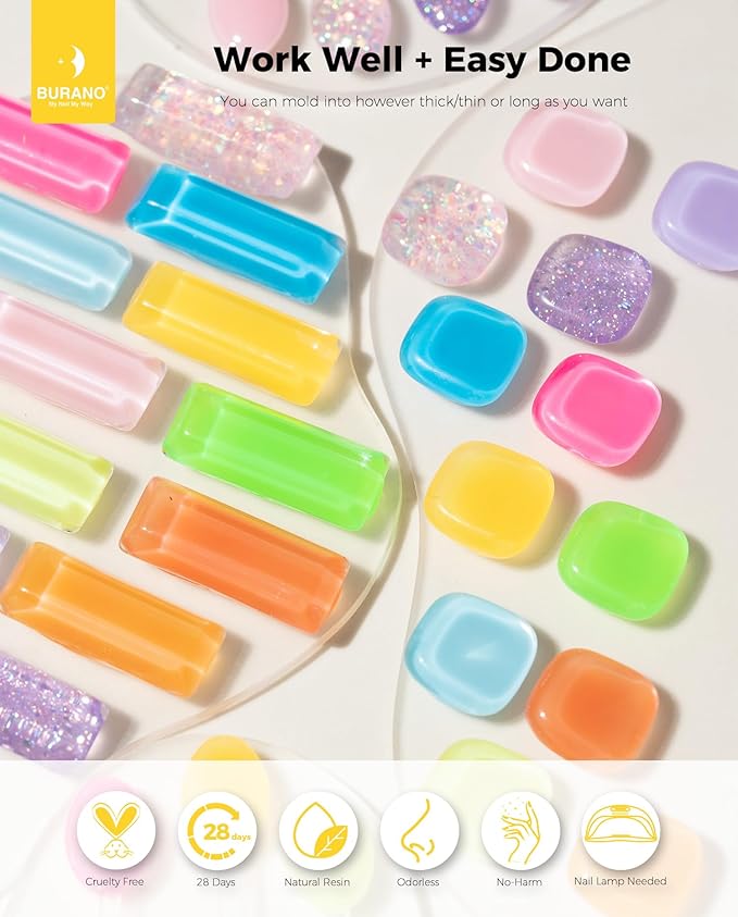 BURANO Poly Nail Gel Set, 12 Colors Nail Poly Nails Extension Gel Kit for Beginner Professional Salon Using Home DIY 15g (kit03, 15g)