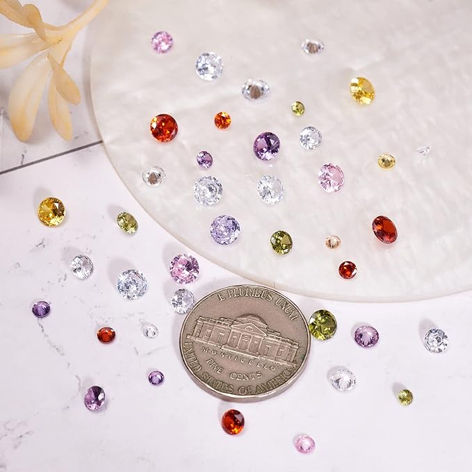 Craftdady 80Pcs Cubic Zirconia Faceted Rhinestone Cabochons 2.5/3/4/5mm Pointed Back Crystal Diamante Gems Mixed Colors for Clothes Shoes Nails Decoration Jewelry Making