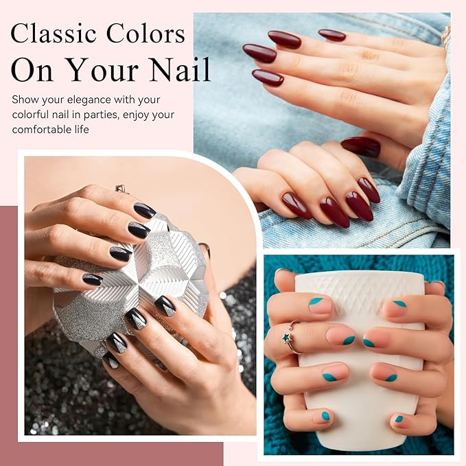 Phoenixy 30 PCS Gel Nail Polish, 25 Color Gel Nail Polish Kit 5pcs Base Coat Glossy Matte Gold Glitter and Silver Glitter Top Coat Fall Winter White Purple Pink Red Green Starter Gift for Women