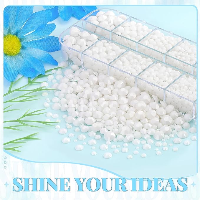 12000Pcs Resin Rhinestones for Bedazzling with 3Pcs B7000 Jewelry Glue, 2 Boxes White Flatback Rhinestones for Crafting Crafts DIY, Crystals Gems for Clothing Shoes Tumblers Nail Art Makeup