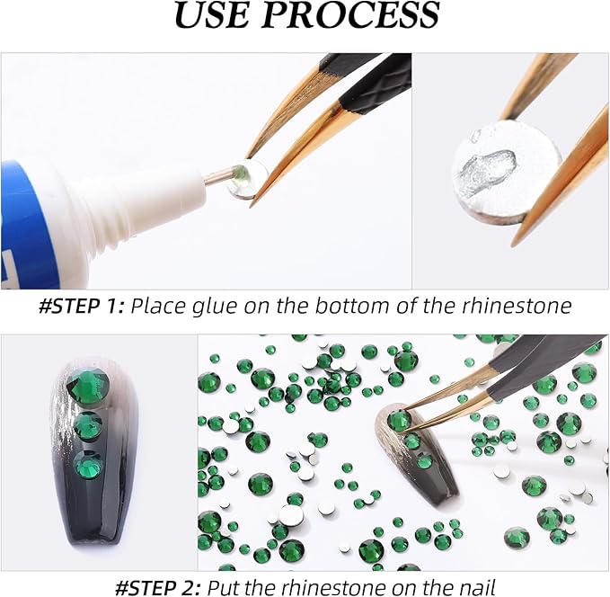 Malachite Green Flatback Rhinestones, Glass Rhinestones for Nail Art and Craft, Glue Fix, Loose Crystal Gemstones(Green, SS20, 1440pcs, 4.6-4.8mm)