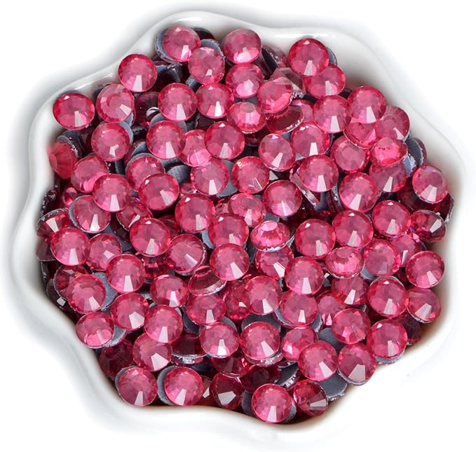 2880 Pieces SS6 Rose Hotfix Rhinestones Flatback Round Crystal Glass Rhinestones Gems for Crafts Nail Face Art Clothes Shoes Bags DIY