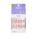 KISS CORE, Press On Nails, Nail glue included, 'Signature', Pink, Medium Size, Almond Shape, Includes 32 Nails, 2g Glue, 1 Manicure Stick, 1 Mini File