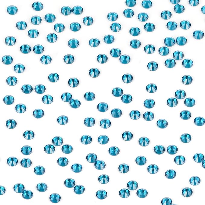 Bymitel Hotfix Crystal Rhinestones Round Gems Iron on DIY Jewelry Making Flat Back for Crafts,Blue Zircon, 2mm(SS6/2880pcs)