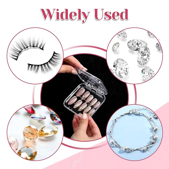 36PCS Press on Nail Boxes with Nail Tape Adhesive Double Sided Tape Acrylic Nail Display Box for Storage Nail Tips Press on Container Nail Art