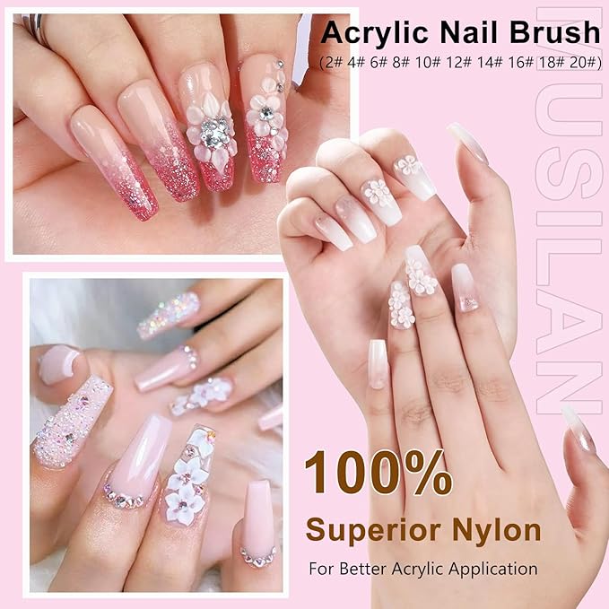 Nail Art Brushes Set,10pcs Nail Art Tool Set Nail Art Design Pen Painting Tools Fingernail Brush Nail Cleaning Brush for Acrylic Application Acrylic Powder 3D Nail Carving Nail Art Brushes Set