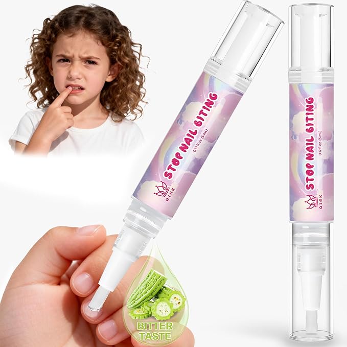 2 Packs Nail Biting Treatment for Kids Stop Biting Pens Prevention Thumb Sucking Deterrent Nail Polish Fast Dry Long Lasting Non Toxic Natural Nail Care Pen for Children Teens Adults Biters(10ML)