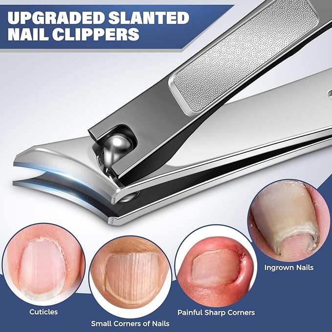 2026 Toenail Clippers for Thick Toenails for Seniors, Angled Head Large Toe Nail Clippers Set for Men, Heavy Duty Ingrown Toenail Clippers with Long Handle, Ultra Sharp Slanted Nail Cutter Wide Jaw