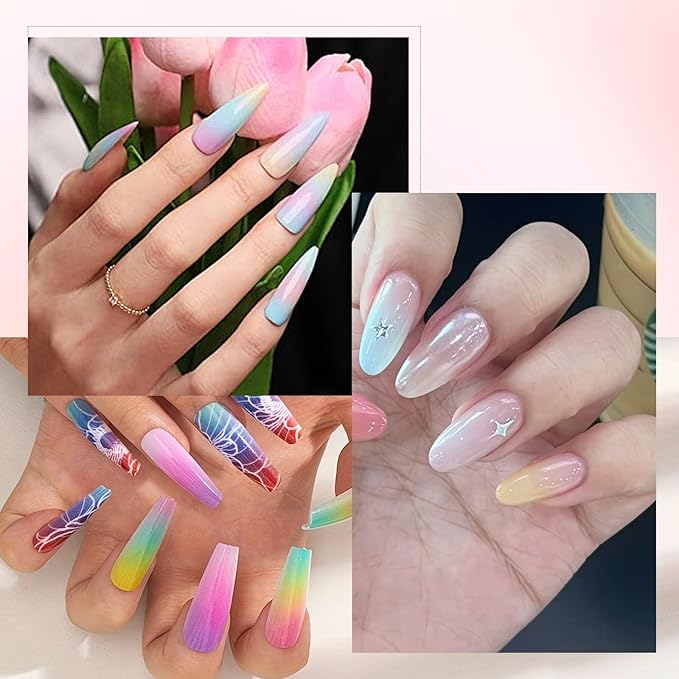 300Pcs Soft Nail Sponges for Ombre,Colorful Nail Art Sponges With Grabbing Pen,Acrylic Palette for Gradient Arc Brush Accessories Supplies for Salon and Home