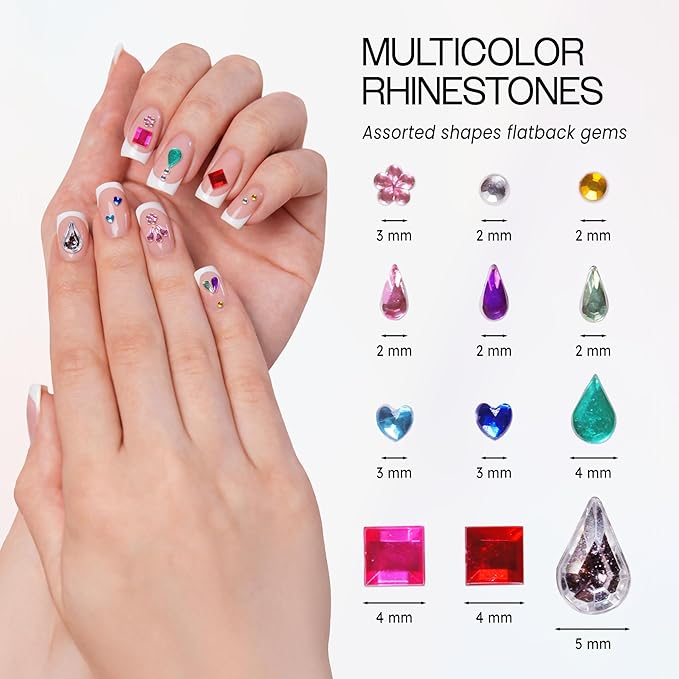 Nail Art Rhinestones Fake Pearl Gems Jewelry Decorations Manicure Wheel (20 Wheels, Large Multi Color)