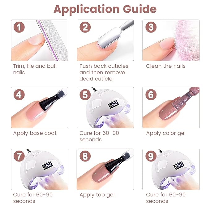RARJSM Nude Dirty Pink Gel Nail Polish with Silver Pearl Glitter Finish Sheer Jelly Shimmer Gel Polish 15ml UV LED Soak Off Transparent Soft Color Home Salon French Manicure Varnish Curing Requires