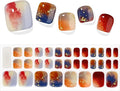 SILPECWEE Semi Cured Gel Nail Strips for Toes (Restful Sunset Glow - 32PCS), UV Light Required | Salon Quality | Long Lasting Toe Nail Stickers Gel Nails Wraps for Women Girl Manicure