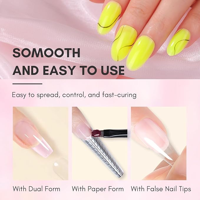Makartt Poly Nail Gel-50ML Bright Yellow Hema-Free Strong Builder for Extension Overlay Strengthener 3D Diy, Multifunctional, Long-lasting for Nails French Manicures Home Salon-Sunny Side Up