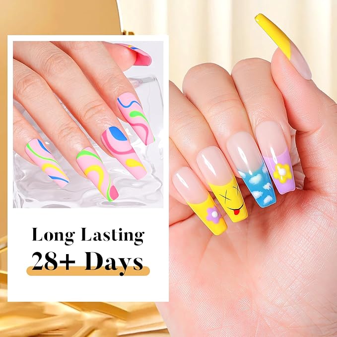 Nicedeco Gel Nail Polish Nail 12 Colors, Hema Free, Cruelty Free, Vegan, Neon Pink Yellow Blue U V Gel Manicure DIY Home for Women Girls Kit 6