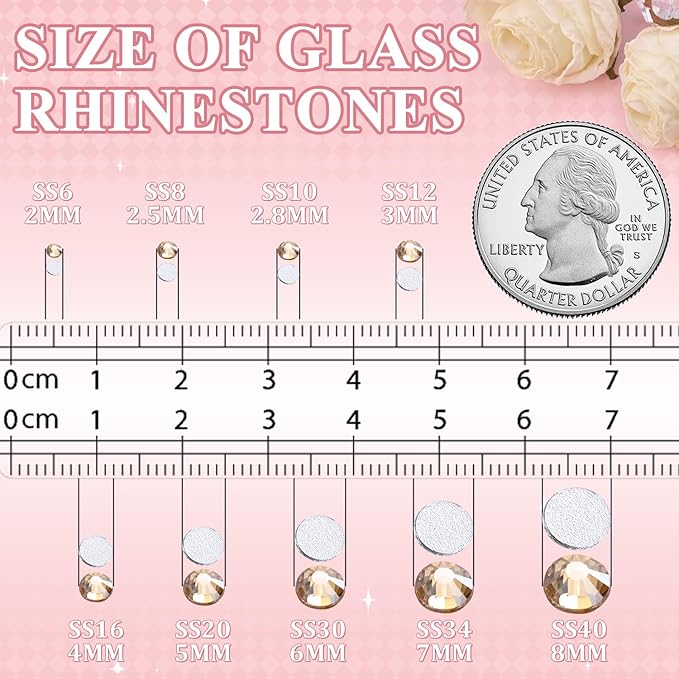 2500PCS SS10/2.8mm Crystal Rhinestones (Golden Shadow/Champagne) with 2Pcs 10ml B7000 Jewelry Glue, Bedazzling Flatback Glass Rhinestones for Crafting, Gems Diomand for Tumbler Shoes Clothing Nail Art