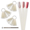 Beauticom Nail Tip Display Palette Board for Nail Art Design Pattern Practice and Swatch Nail Polish Colors (50 Tips Chart Fan (Natural), 3 Pieces)