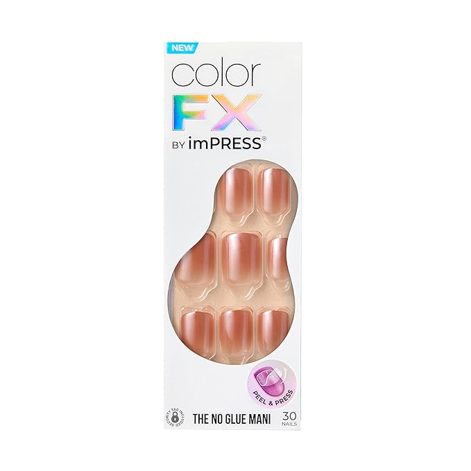 KISS imPRESS No Glue Mani Press On Nails, ColorFX, 'Last Call', Pink, Short Size, Squoval Shape, Includes 30 Nails, Prep Pad, Instructions Sheet, 1 Manicure Stick, 1 Mini File