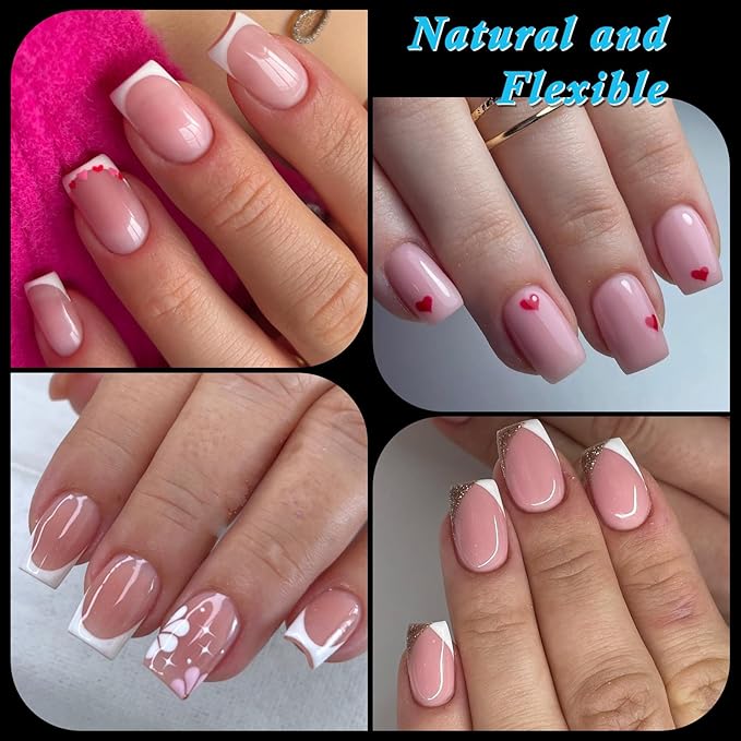 420pc Short Square Gel Nail Tips Clear Fake Nails, Clear Press on Nails Short Square Soft Gel Nail Tips Acrylic Nail Full Cover False Nail Artificial Fingernail for Nail Extension Press-ons
