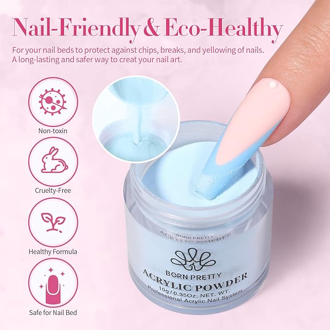 BORN PRETTY Acrylic Powder Set-24 Colors Acrylic Nail Powder Set All Seasons Colors Pigmented Powders for French Nail Extension Valentines Day Gifts for Women Home DIY & Salon No Lamp Needed