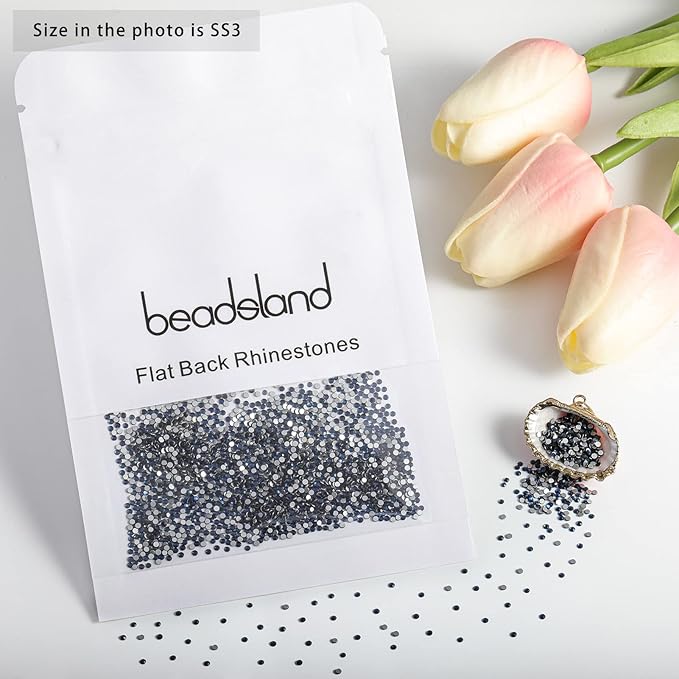 Beadsland 1440pcs Flat Back Crystal Rhinestones Round Gems for Nail Art and Craft Glue Fix,Montana,SS3,1.3-1.5mm