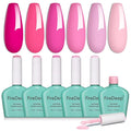 10ml Hema-Free Pink Gel Nail Polish Set 6 Colors Light Baby Blush Hot Pink Gel Polish Kit Soak Off Salon DIY at Home Gift for Women