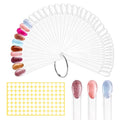 BQAN 50Pcs Nail Swatch Sticks with Ring, Nails Art Polish Display | Nail Practice Sticks | False Nails Sample Stick for Home or Salon Use