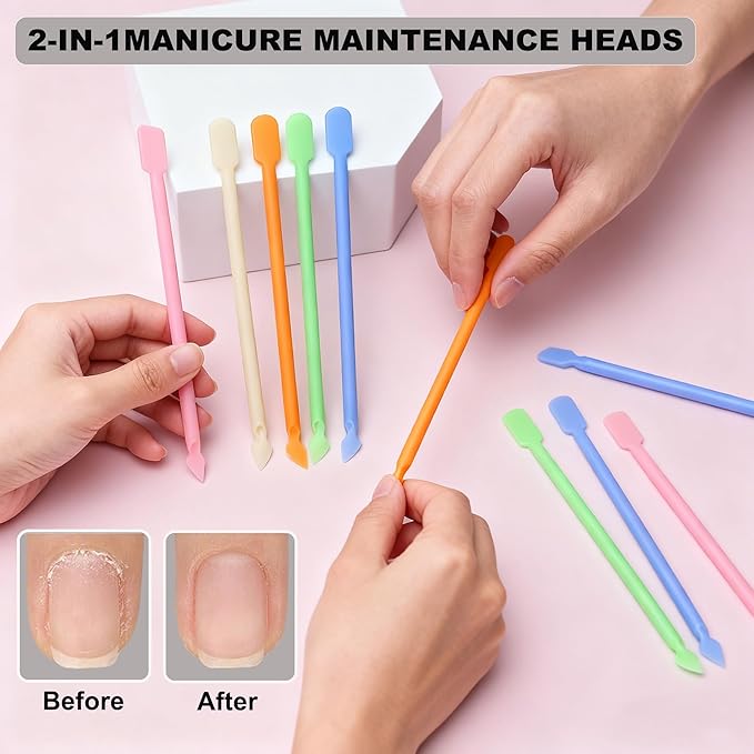 30Pcs Plastic Cuticle Pusher, Small Dual-end Dead Skin Nail Pusher Nail Dirt Cleaner Tool Gel Polish Remover Tool, Gentle Plastic Pusher, Manicure Tool