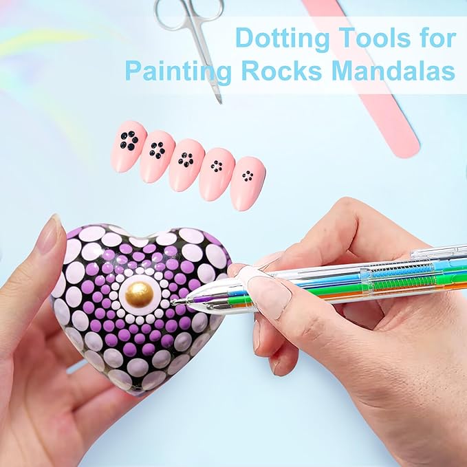 Nail Dotting Pen Nail Art 6 in 1 Dotting Tools in Ballpoint Pen Design Nail Art Kit, Nail Art Tip Dot Paint Manicure Kit, Stylus for Watercolor Paper, Tracing Paper-NAT259