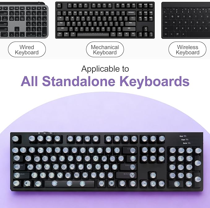 128 Raised Keyboard Stickers for Long Nails, Bling Keyboard Bubbles for Women with Letters, Soft Silicone Nail Art Typing Keycaps for Desktops (Clear, 128pcs)