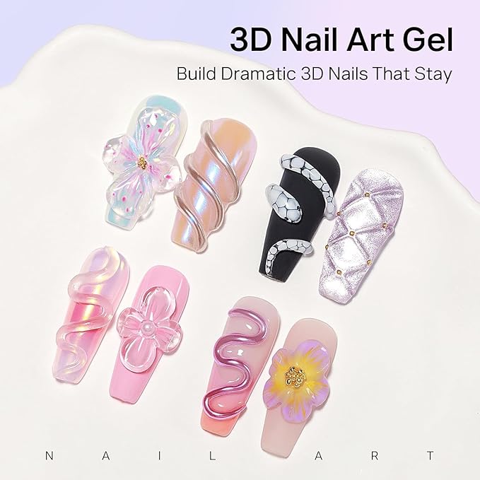 MIZHSE Solid Builder Gel Clear 3D Nail Gel, Non-Stick Hand Sculpting Gels for 3D Nail Art Carving Building Modeling, Nail Extension, Soak Off UV/LED Nail Art Salon Home DIY