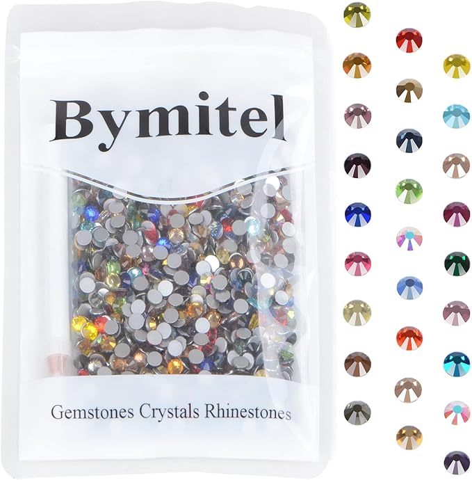 1440PCS Art Nail Rhinestones Non Hotfix Glue Fix Round Crystals Glass Flatback for DIY Jewelry Making with one Picking Pen (ss16 1440pcs, Mix)