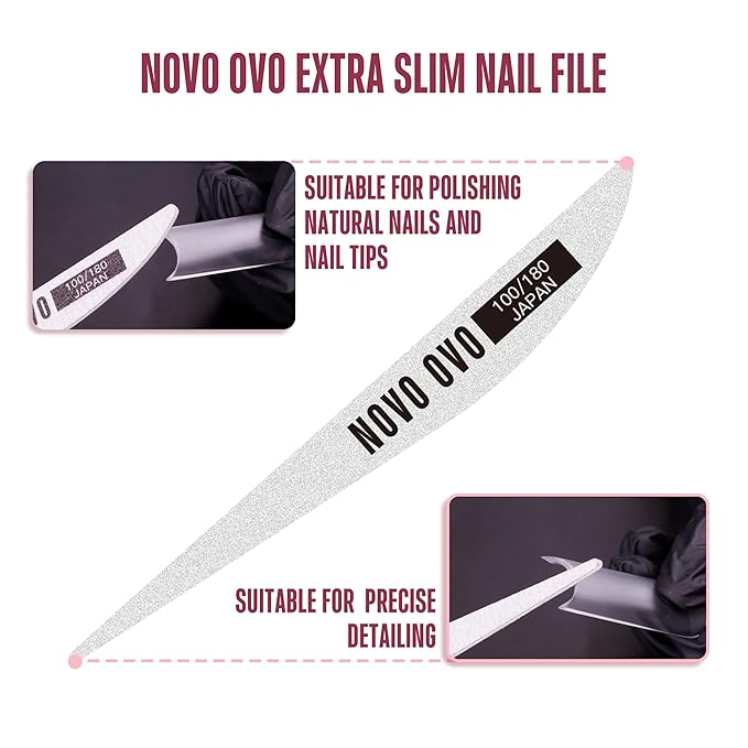 NOVO OVO Upgraded NON-STICKY Polygel Solution Procedure Set, White and Pink non-sticky Poly Gel, Dual-Ended Nail Pen, Extra Slim Nail File, Easy to Use Together with Toe or Hand Nail Dual Forms