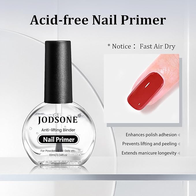 JODSONE 2Pcs 10ml Nail Dehydrate and Nail Primer Kit for U V Gel Nails Polish Professional Salons Set Superior Bonding DIY Art Design Long Lasting Gift