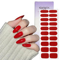 Semi Cured Gel Nail Strips – Real Gel Nail Polish Wraps for Brittle Nails | Waterproof Long Lasting Easy Peel-Off Removal | Hema-Free | 20-Piece Solid Bright Red Salon Kit with File & Stick