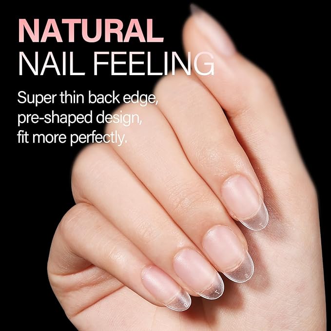 AILLSA Short Oval Nail Tips 450PCS Matte Full cover Nails Tips Acrylic Gel Clear No Need Filed Press on False Nail Tips Pre-Shaped for Nail Extension Fake Nail Tips Manicure 15 Sizes
